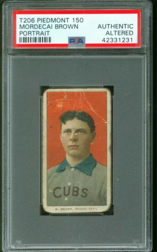 1909 - 11 T206 Mordecai Brown Portrait Chicago Cubs Psa Hof N2