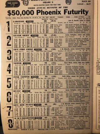 1962 Phoenix Greyhound program $50,  000 Futurity Finals 3