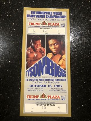 Mike Tyson Vs Tyrell Biggs Boxing Ticket 1987 Atlantic City (trump Plaza)