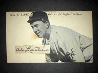 1880s Mlb Player: Arlie Latham Signed Cut,  D.  1952