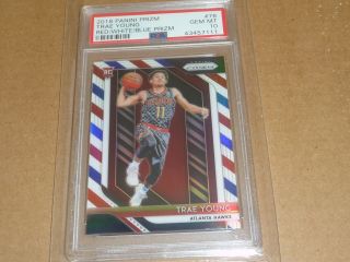 2018/19 Panini Prizm Trae Young Red White Blue Refractor Hawks Rc/rookie Psa 10