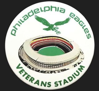 Vintage 1971 Philadelphia Eagles Veterans Stadium 6 " Pin Button - Football Nfl