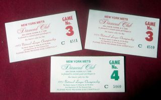 1973 Mets Diamond Club Tickets Games 3 And 4 National League Championship