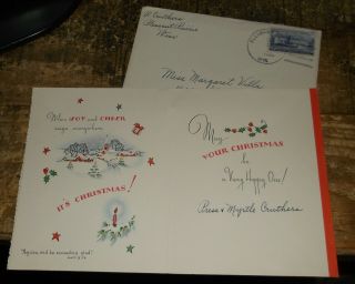 1950 Aagpbl Kenosha Comets Ex Manager Pres Cruthers Xmas Card Signed To Poncho