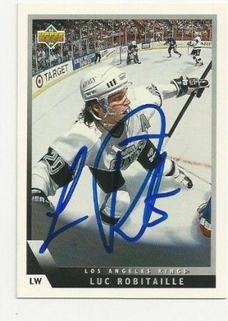 93/94 Upper Deck Autographed Hockey Card Luc Robitaille Los Angeles Kings