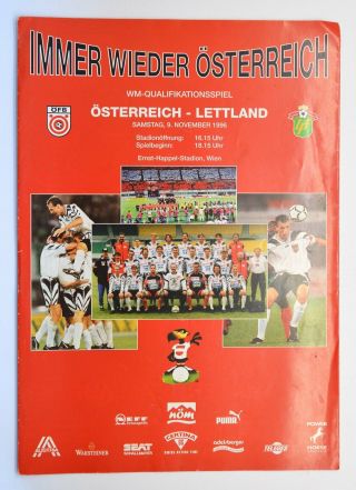 1998 Fifa World Cup Qualifiers Austria Vs Latvia Football Programme