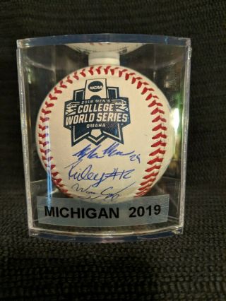 Michigan 2019 Cws Signed Ball Entire Team Autographed College World Series Omaha