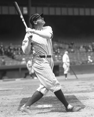Awesome Yankee Legend Babe Ruth At Bat Photo 8x10