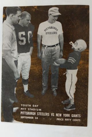 Vintage Nfl 1961 Pittsburgh Steelers Vs York Giants Program Pitt Stadium