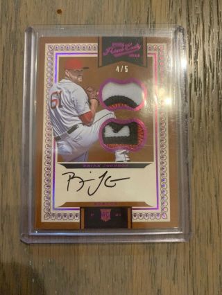 Brian Johnson 2016 Panini Prime Cuts 4/5 Dual Patch Auto Autograph Red Sox