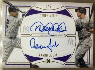 Derek Jeter Aaron Judge 2019 Topps Definitive Dual Auto 1/5 1/1 Purple Yankees