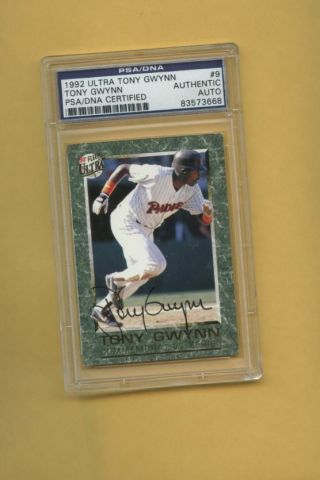 1992 Fleer Ultra Tony Gwynn Psa Dna Certified Authentic Auto Number 9 Of 10