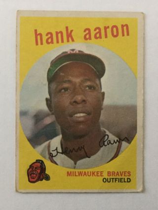 1959 Topps Hank Aaron Milwaukee Braves 380 (low Grade)