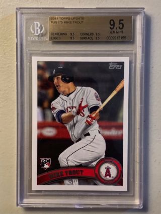 2011 Mike Trout Topps Update Rookie Card Rc Us175 Bgs 9.  5 True Gem All Subs 9.  5