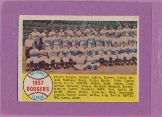 1958 Topps Los Angeles Dodgers Tc 71 Team Card Ex