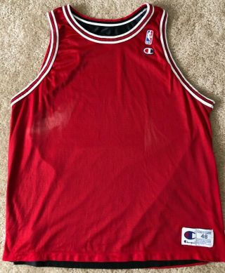 Vintage Chicago Bulls Champion Reversible Black & Red Blank Jersey Size 48 Xl