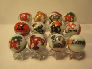 Bc Lions Football Cfl Glass Marbles 5/8 Size With Marble Stands
