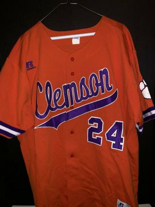 Clemson Baseball Jersey Russell Size 50 24 Orange