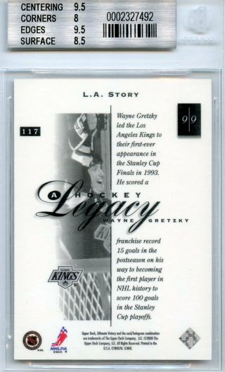 Wayne Gretzky - 1999 00 - UD Ultimate Victory - Legacy - Serial 1/1 - Bgs 8.  5 2