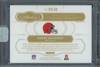 2018 Flawless Baker Mayfield Browns RPA RC Rookie Dual Patch AUTO 20/20 2