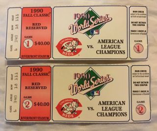 1990 World Series Ticket Stubs Games 1 &2.  Cincinnati Reds Vs Oakland A’s