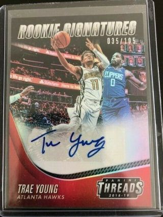 2018 - 19 Panini Threads Rookie Signatures Trae Young Auto (53/105)