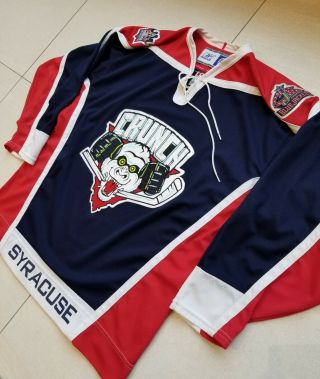Syracuse Crunch Columbus Blue Jackets Reebok Ahl Hockey Jersey Size Large Men 