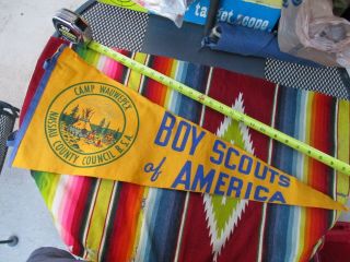 Vtg 1940s 1950s Bsa Boy Scouts Camp Wauwepex Nassau Bsa Pennant,  Flag