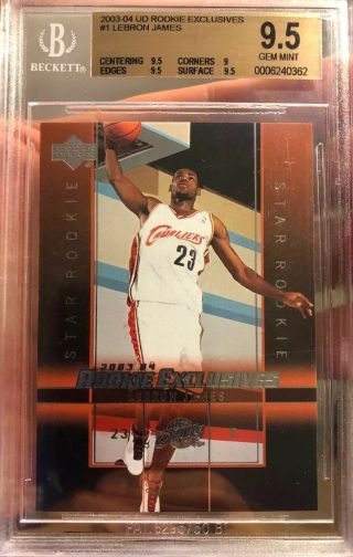 Lebron James Rookie Card 2003 Upper Deck Exclusives Beckett BGS 9.  5 1 Lakers SP 2