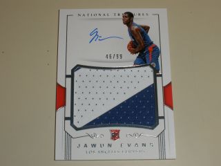 2017 - 18 Panini National Treasures Rookie Patch Auto Rc Rpa Jawun Evans 46/99