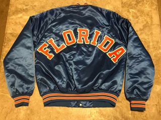 Vintage 80s University Of Florida Gators Chalk - Line Satin Jacket Adult Size M