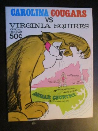 1970 Virginia Squires At Carolina Cougars Aba Basketball Program 1st Yr Squires