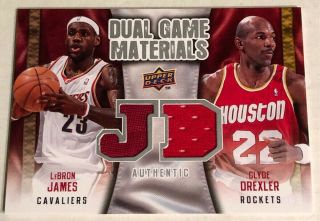 Lebron James / Clyde Drexler - 2009/10 Ud Dual Game Materials Relic Card Dg - Jd