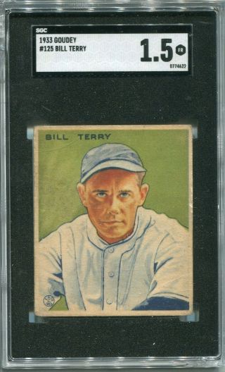 1933 Goudey Bill Terry Rc Rookie Card 125 Graded Sgc 1.  5 Fr Hof Giants