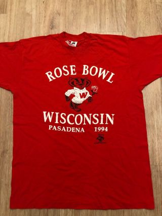 Vintage 1994 Wisconsin Badgers Rose Bowl Champions Ncaa Red T Shirt Xl