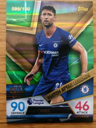 095/100 Match Attax Ultimate 18/19 Gary Cahill - Green Parallel Card (chelsea)