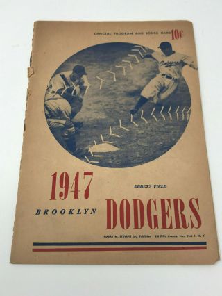 1947 Brooklyn Dodgers Vs Chicago Cubs Program Jackie Robinson Rookie Year