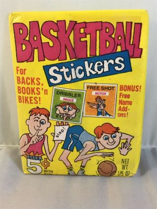 1968 Fleer Basketball Stickers 5 Cent Wax Pack Rare