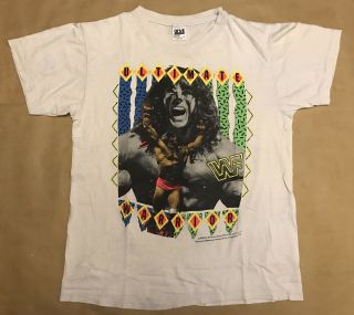 Vintage Wwf 90s Men’s Ultimate Warrior Single Stitch T - Shirt Large Wcw Ecw Wwe