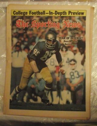 Sporting News Newspaper September 10 1977 Ross Browner Notre Dame Football