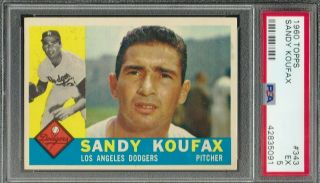 1960 Topps Sandy Koufax Los Angeles Dodgers 343 PSA 5 EX 3