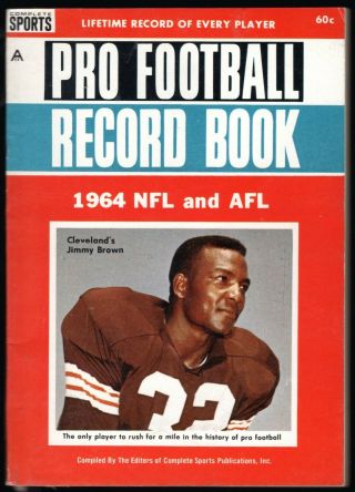 1964 Complete Sports Pro Football Record Book Nfl & Afl Jim Brown Cover