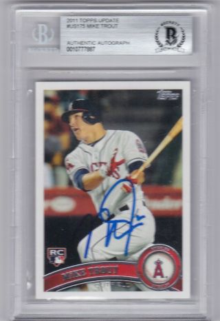 2011 Topps Update Mike Trout Angels Rc Rookie Signed Auto Bgs Us175 Autograph