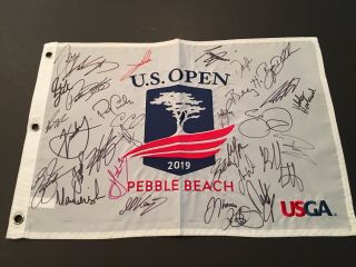 2019 U.  S.  Open Flag Signed By 32 Pga Best Players,  Mcilroy,  Johnson,  Spieth