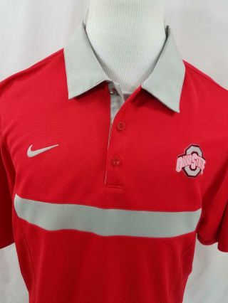 Ohio State Buckeyes Mens Xl Red Dri - Fit Nike Golf Polo Shirt Ncaa Football
