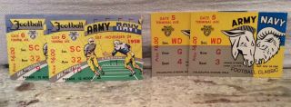 Army Vs.  Navy Football Game Ticket (2 Pair 1958,  60) Municipal Stadium,  Phila,  Pa