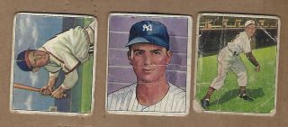 (3) 1950 Bowman Low Numbers 26,  47 & 51