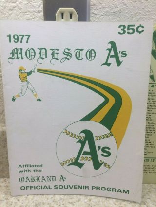 Vintage 1977 Minor ' s MODESTO A ' S Program Ricky Henderson on roster Mays Photo 2