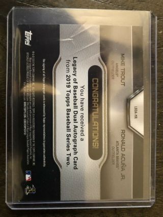 2019 Topps Series 2 Mike Trout/ Ronald Acuna Jr Legacy Baseball Dual Autograph 2