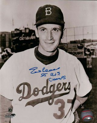 Ed Roebuck Signed 8x10 Vintage Photo Autograph " 55 Ws Champs " Dodgers Auto